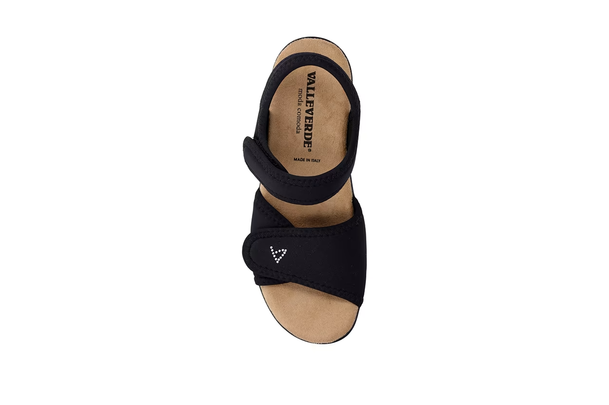 Sandalo Donna Valleverde – Strappo Elasticizzato per Alluce Valgo 25324-0 Nero