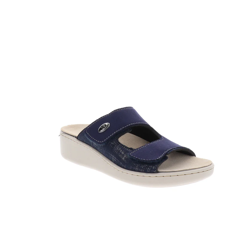 Ciabatte Donna Valleverde – Pelle e Tessuto Blu