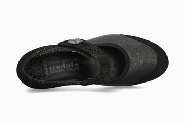 MEPHISTO BATHILDA – Ballerina Donna in Pelle e Tessuto Nero con Plantare Estraibile