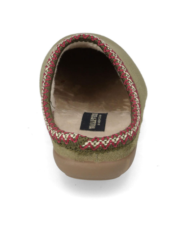 Valleverde 31102 Pantofole donna invernali blu/verde con bordo ricamato