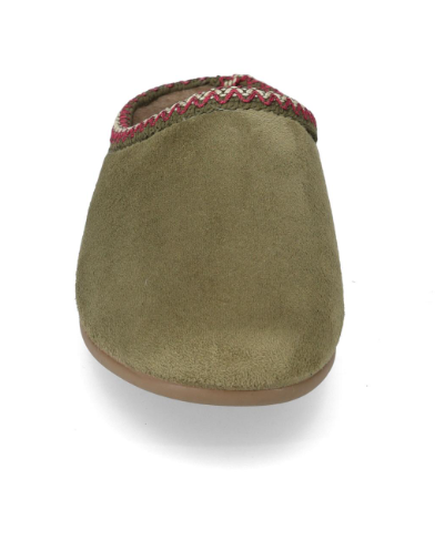 Valleverde 31102 Pantofole donna invernali blu/verde con bordo ricamato