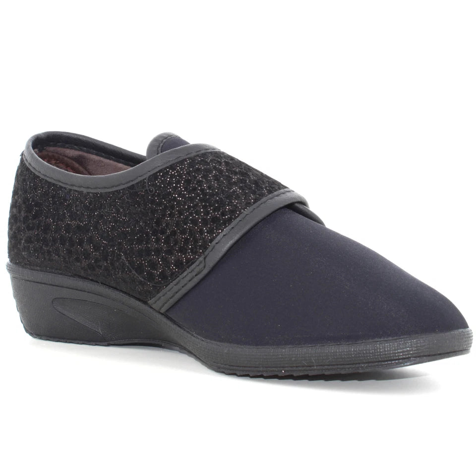 Valleverde 26219 Pantofole donna nere a strappo in panno