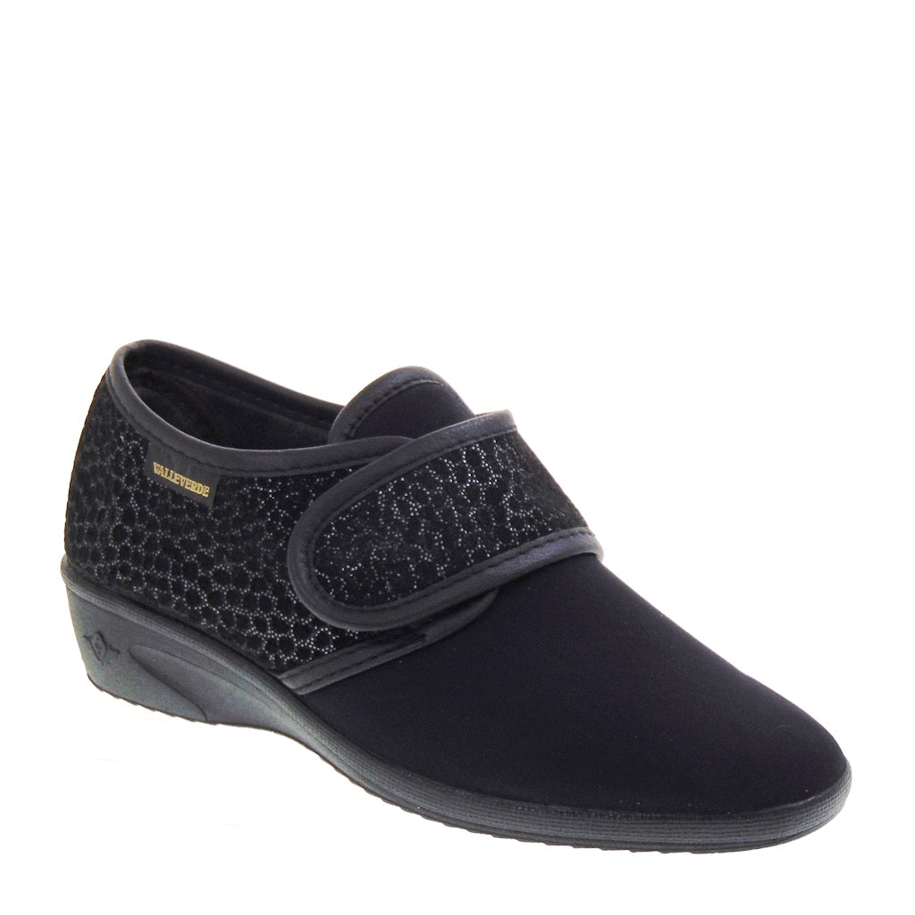 Valleverde 26219 Pantofole donna nere a strappo in panno