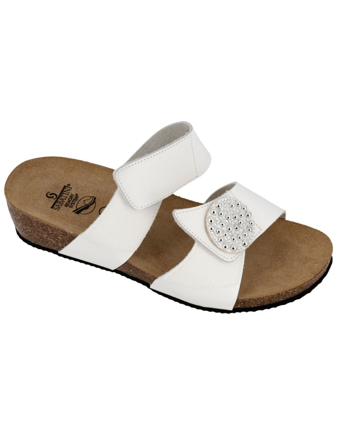 S6052 - Sandalo gioiello con suola memory - Nappa Bianco