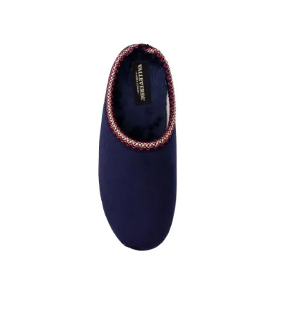 Valleverde 31102 Pantofole donna invernali blu/verde con bordo ricamato