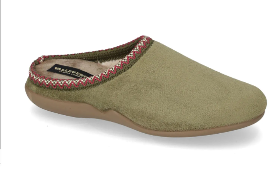 Valleverde 31102 Pantofole donna invernali blu/verde con bordo ricamato