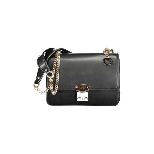 GUESS JEANS Borsa Donna Nera Eliette a Tracolla con Catena e Scomparti Multipli