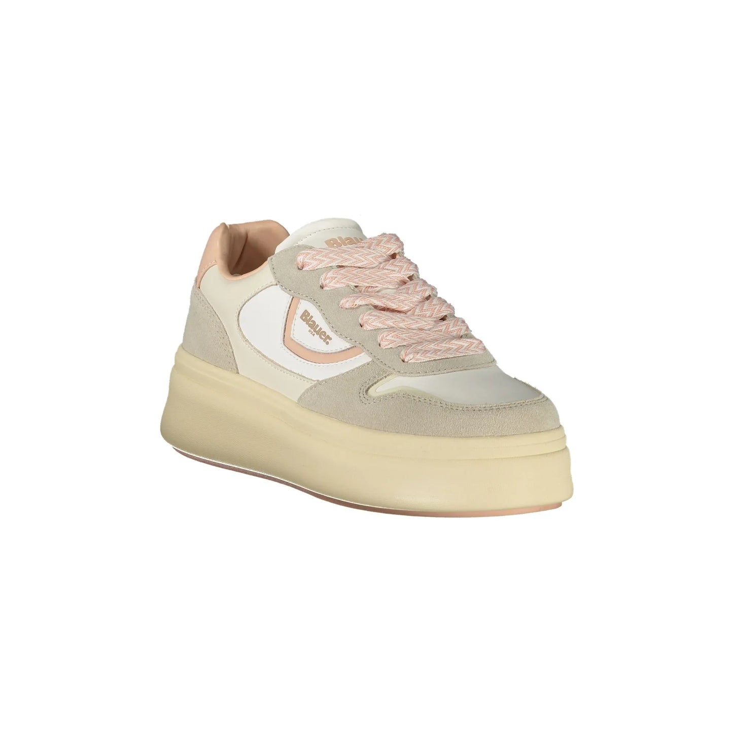 BLAUER Sneakers Donna Bianche con Lacci e Dettagli in Crema/Rosa