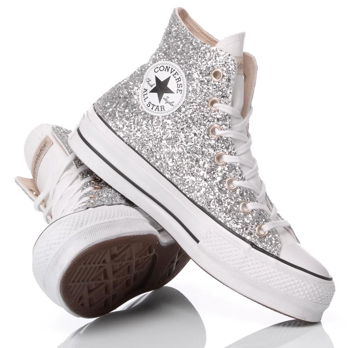 Converse Platform Glitter Argento