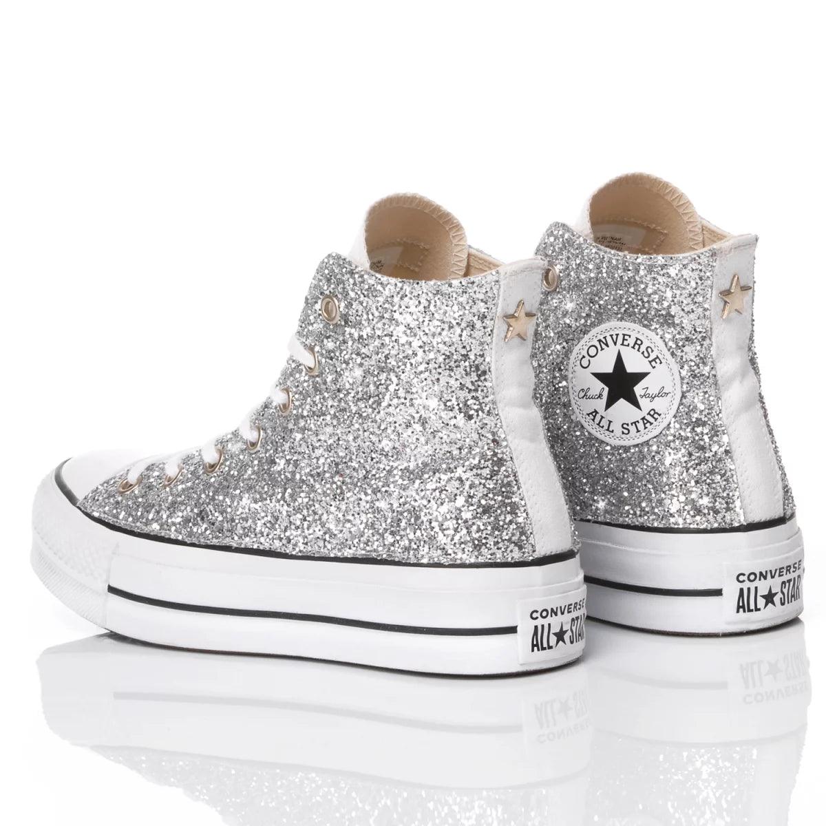 Converse Platform Glitter Argento