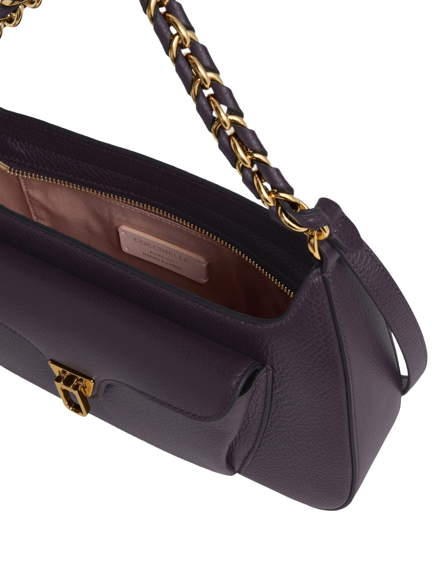 COCCINELLE Borsa Donna a Spalla Viola, In Vera Pelle, Beat Generation