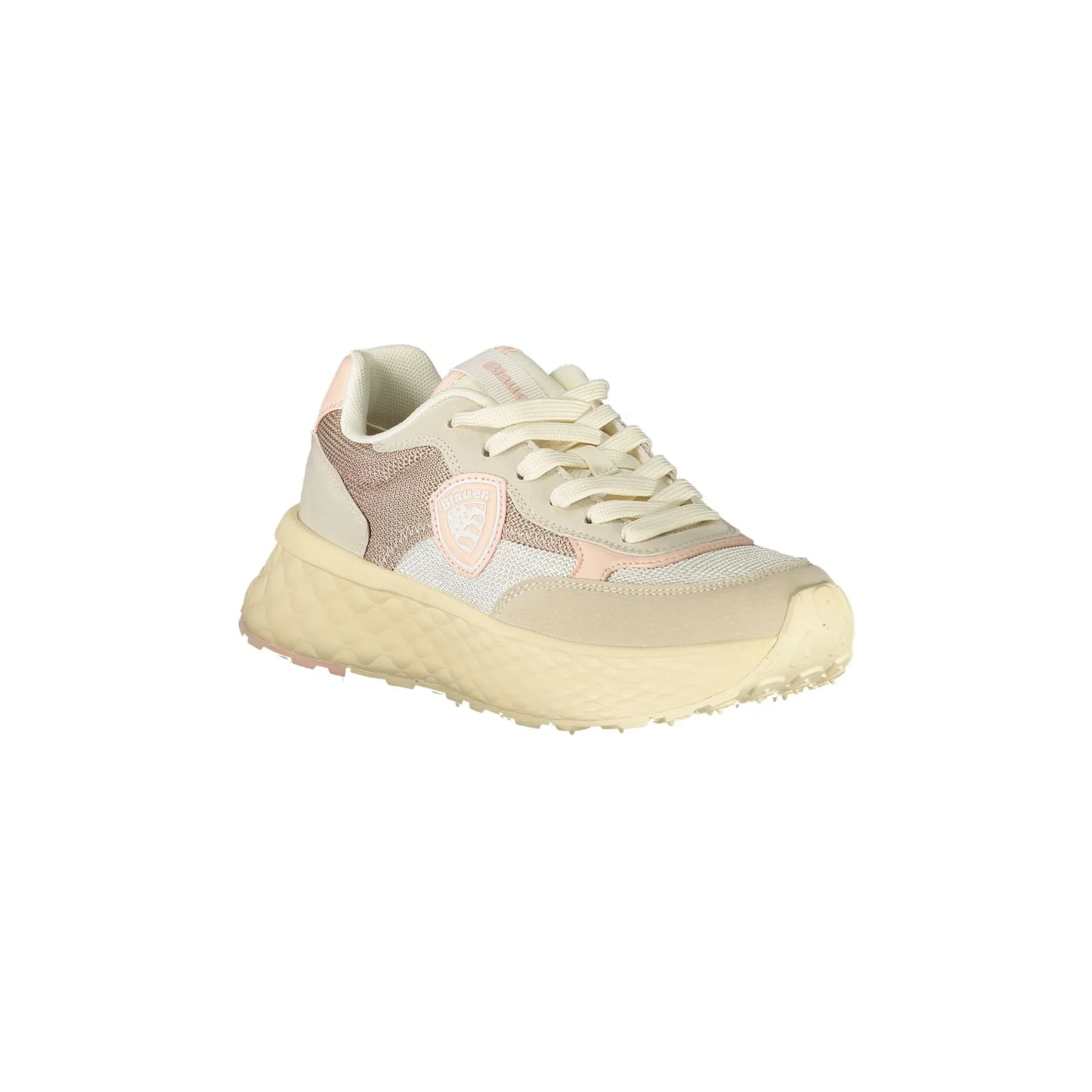 BLAUER Sneakers Donna Beige con Lacci e Dettagli Rosa