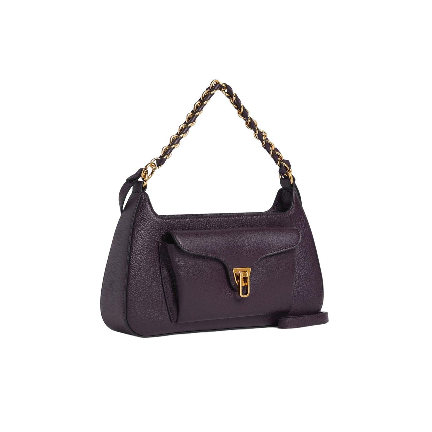 COCCINELLE Borsa Donna a Spalla Viola, In Vera Pelle, Beat Generation