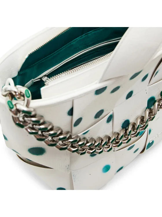 DESIGUAL Borsa Donna Bianca a Mano e Spalla con Tracolla Catena