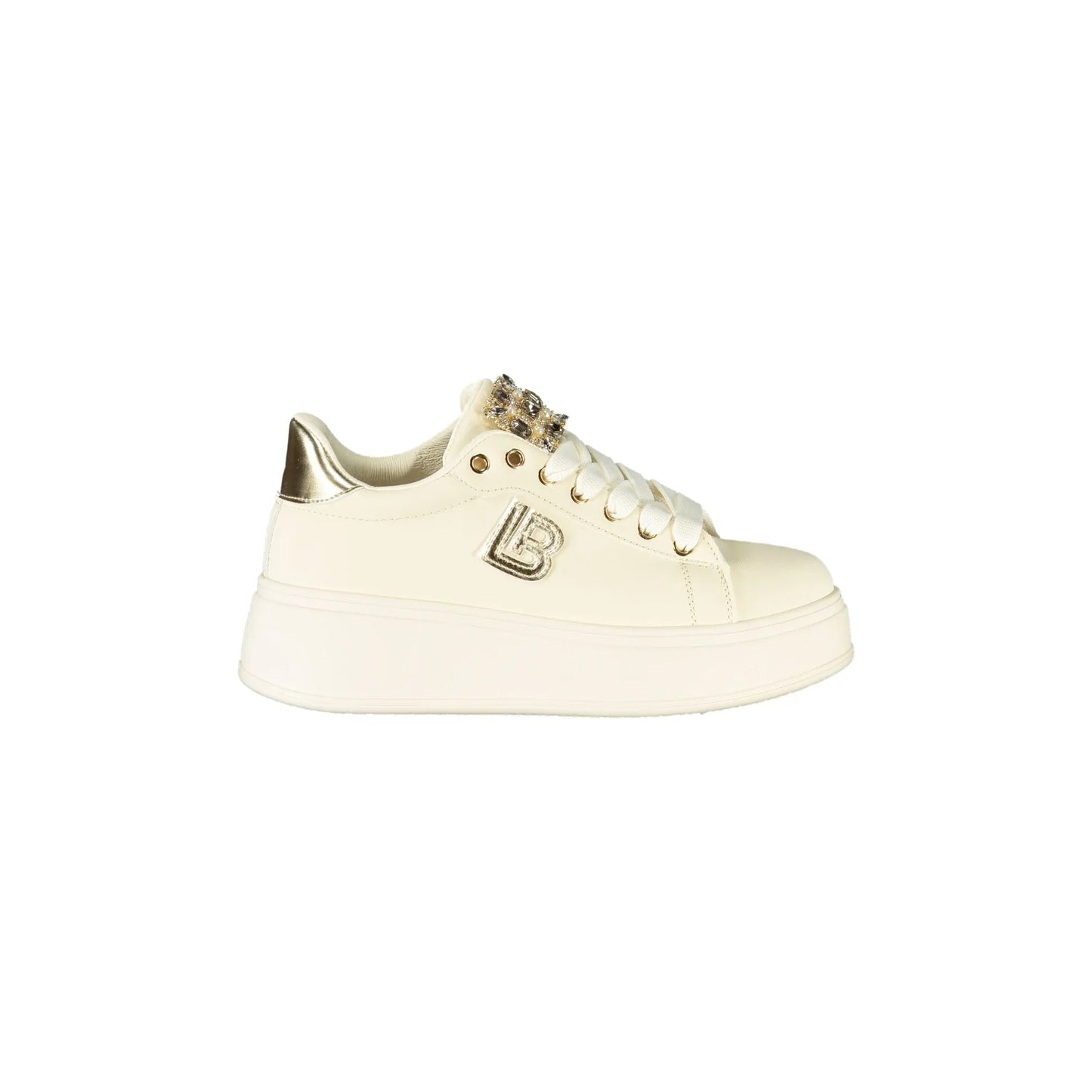 LAURA BIAGIOTTI Sneakers Donna Beige con Lacci e Plateau 5 cm