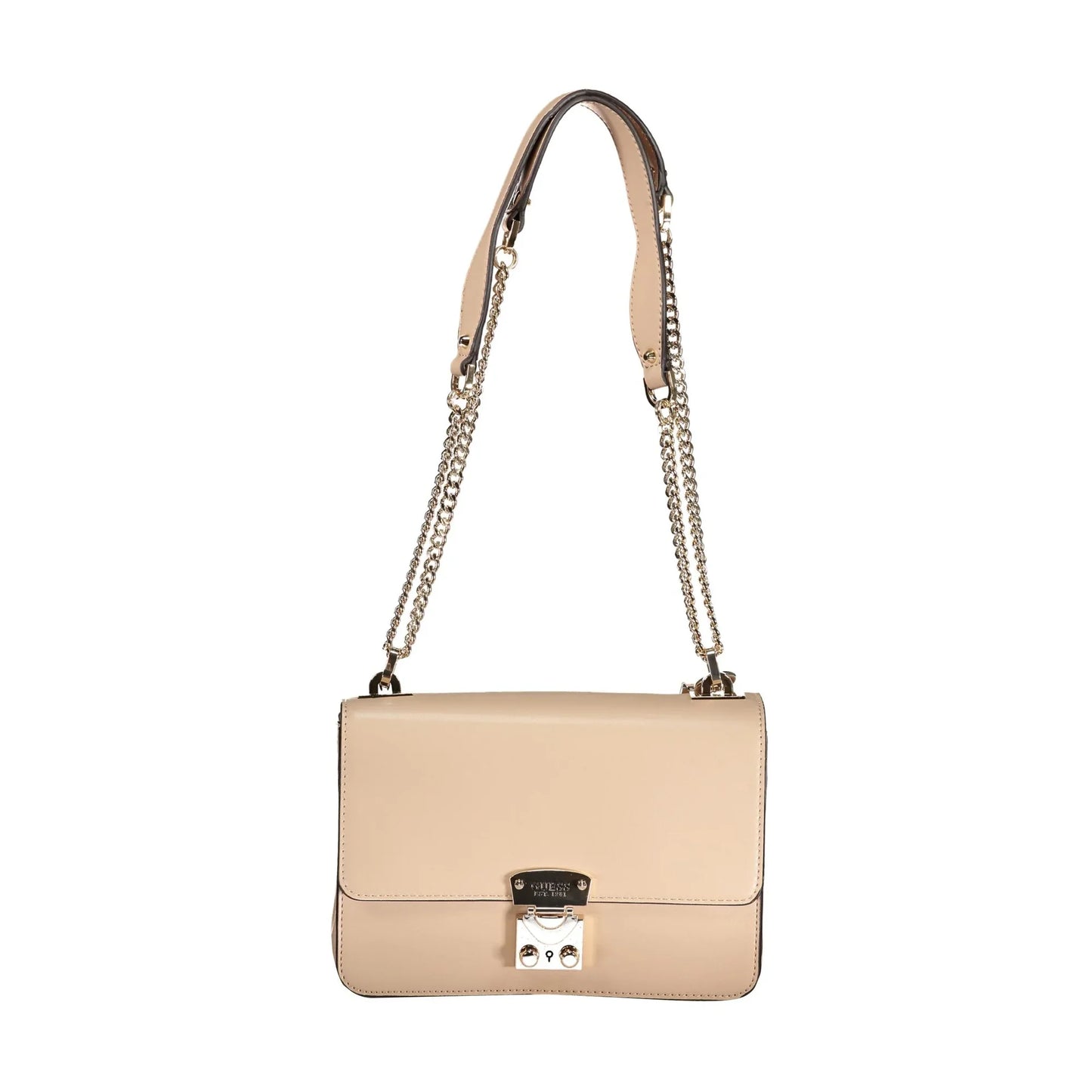 GUESS JEANS Borsa Donna Beige Eliette a Tracolla con Catena e Scomparti Multipli