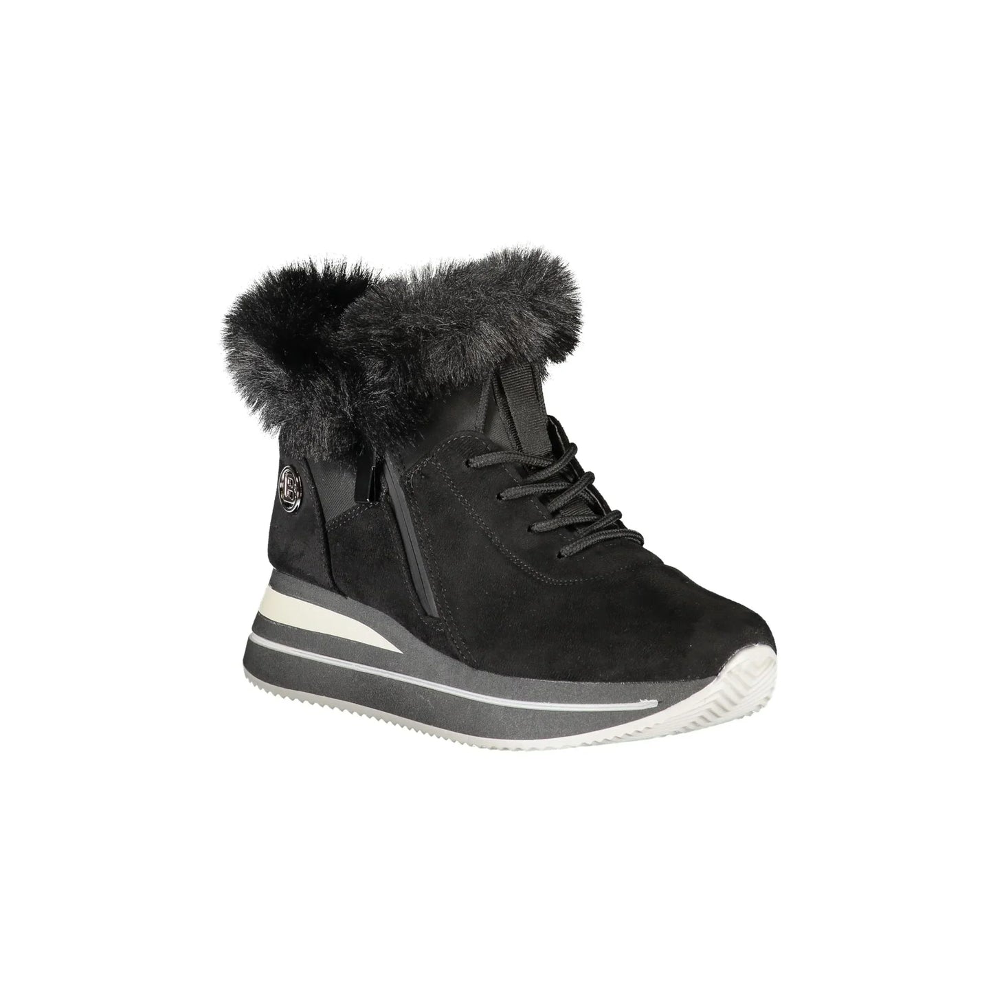 LAURA BIAGIOTTI Scarponcini Donna Neri con Lacci e Pelo