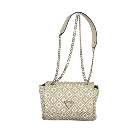 GUESS JEANS Borsa Donna a Tracolla Grigia Rianee con Catena e Clip