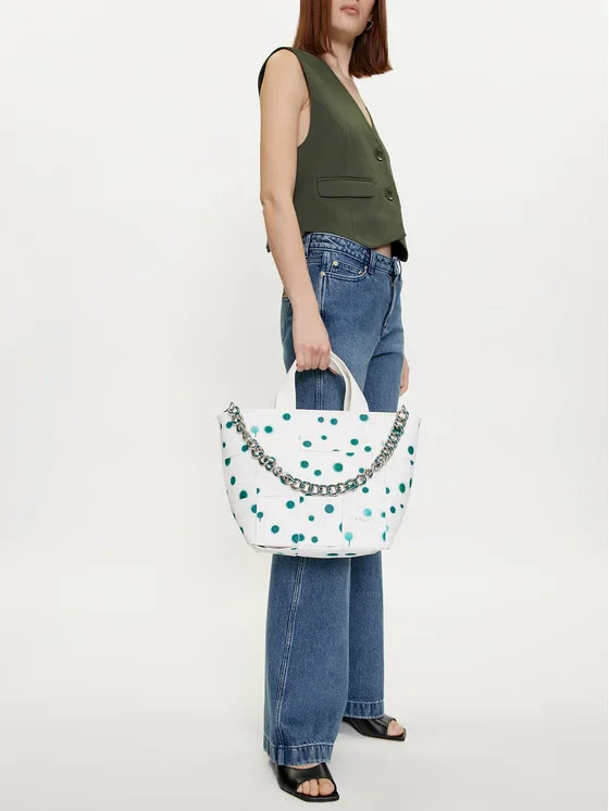 DESIGUAL Borsa Donna Bianca a Mano e Spalla con Tracolla Catena
