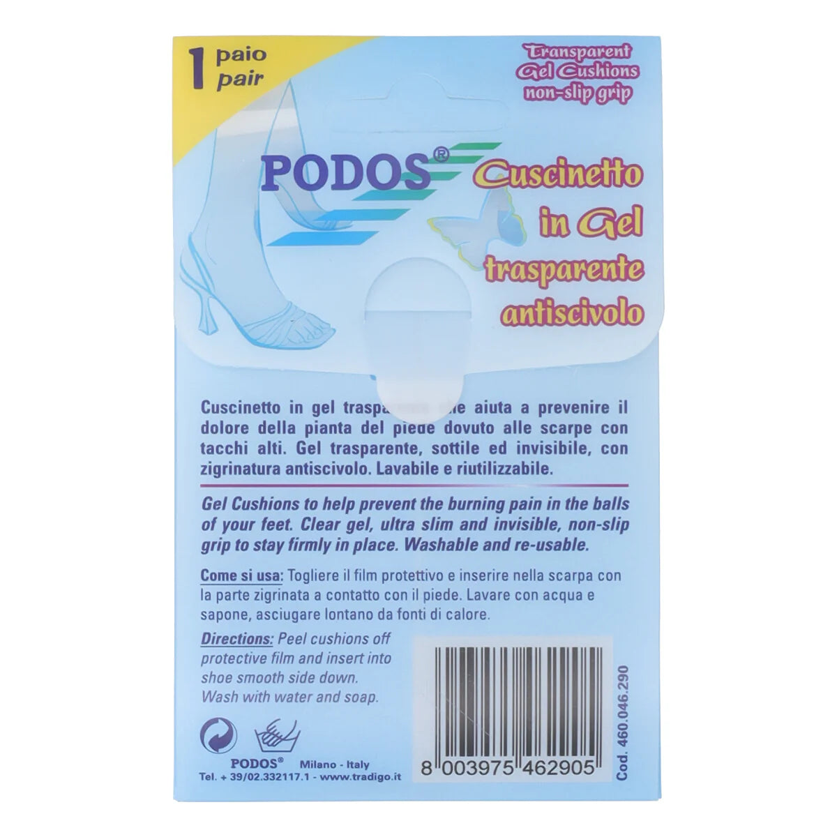 Cuscinetto in gel trasparente antiscivolo