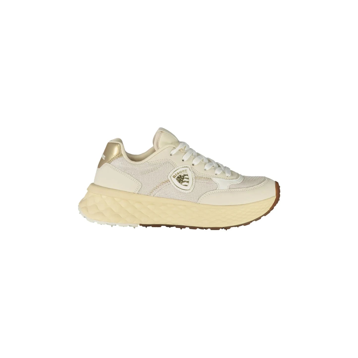 BLAUER Sneakers Donna Beige con Lacci e Dettagli in Oro