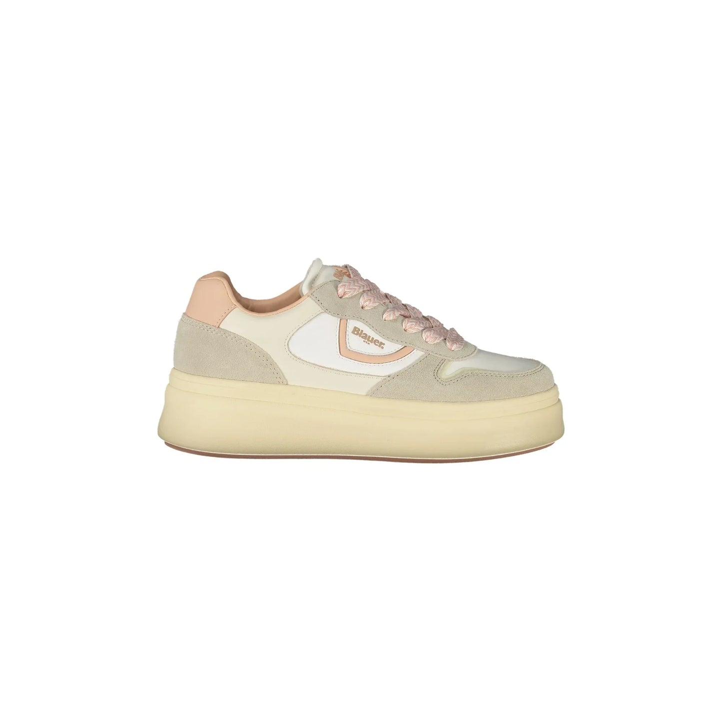 BLAUER Sneakers Donna Bianche con Lacci e Dettagli in Crema/Rosa