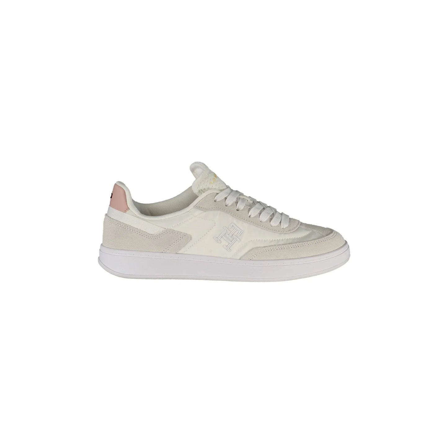 TOMMY HILFIGER Scarpe Sneakers Donna Bianche con Dettagli Rosa e Ricamo
