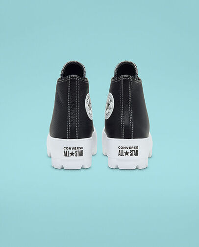 Converse scarpa sneakers da donna in pelle Lugged HI Chuck Taylor All Star 567164C nero bianco
