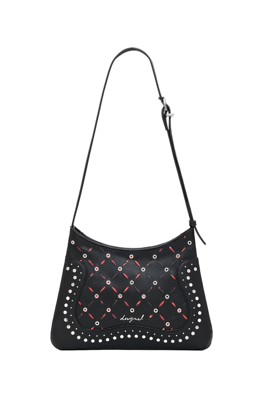 DESIGUAL Borsa Donna Nera a Tracolla Yankee Manaos con Borchie