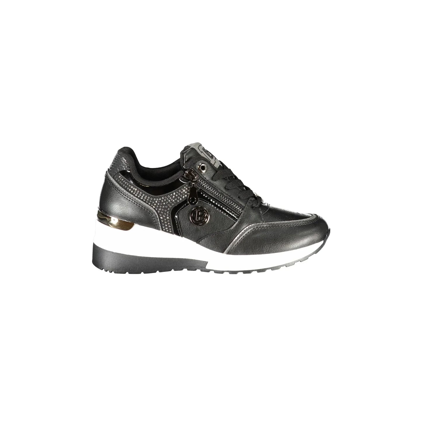 LAURA BIAGIOTTI Sneakers Donna Nere con Lacci, Zip e Plateau 5 cm