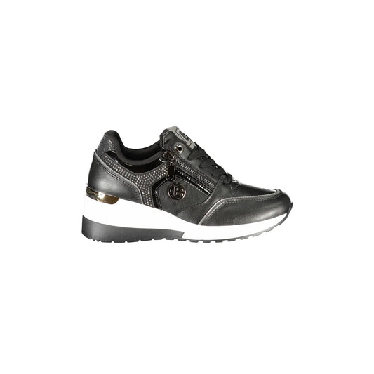 LAURA BIAGIOTTI Sneakers Donna Nere con Lacci, Zip e Plateau 5 cm