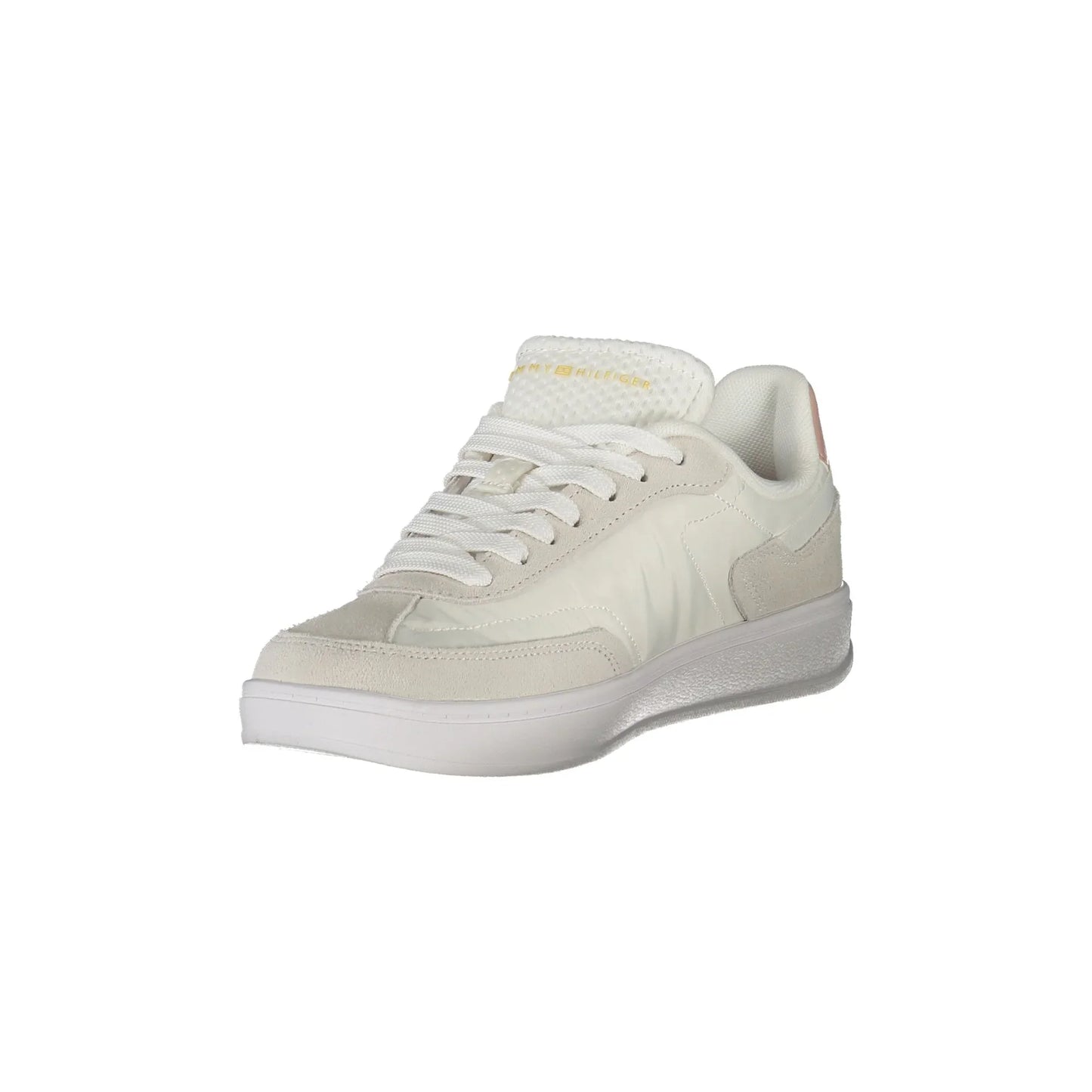 TOMMY HILFIGER Scarpe Sneakers Donna Bianche con Dettagli Rosa e Ricamo