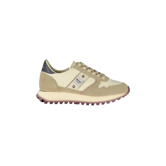 BLAUER Sneakers Donna Beige con Lacci e Dettagli a Contrasto