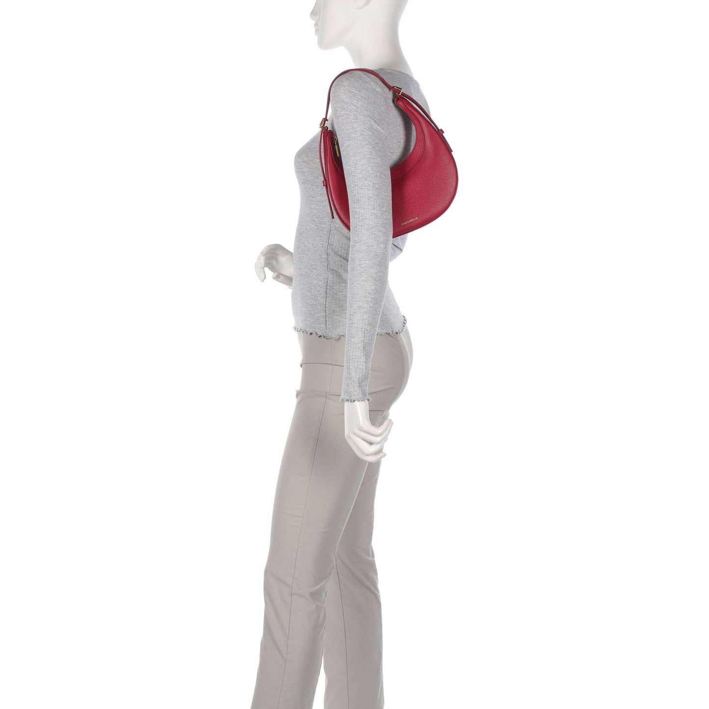 COCCINELLE Borsa Donna a Spalla e Tracolla Rossa, In Vera Pelle, Whisper