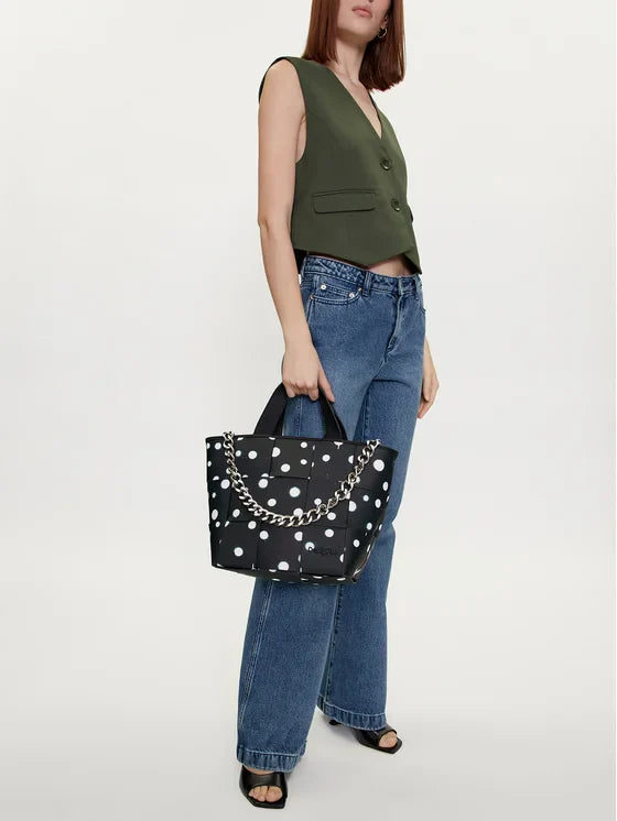 DESIGUAL Borsa Donna Nera a Mano e Spalla con Tracolla Catena