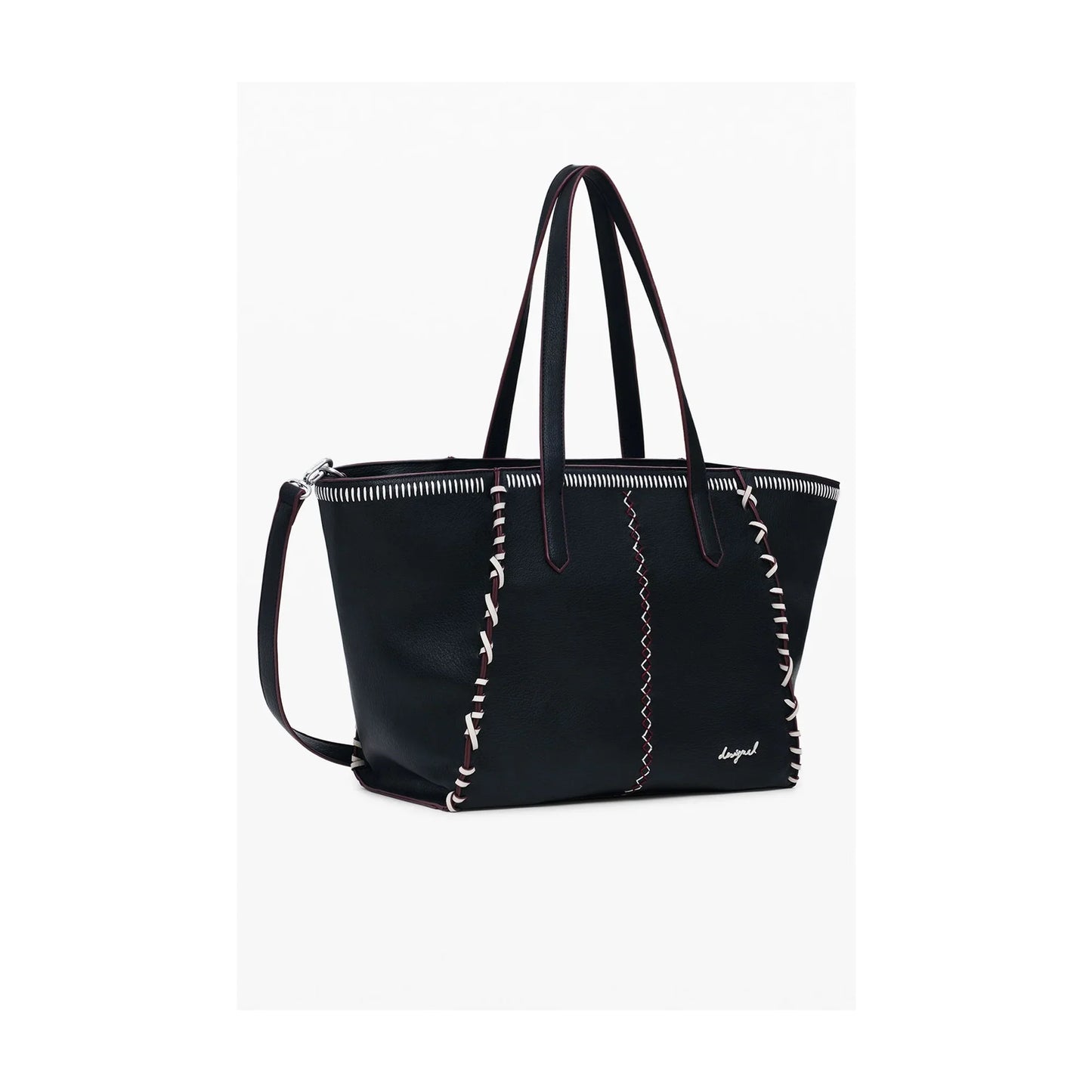 DESIGUAL Borsa Donna a Spalla Nera, Manhattan Pespuntes Guimar