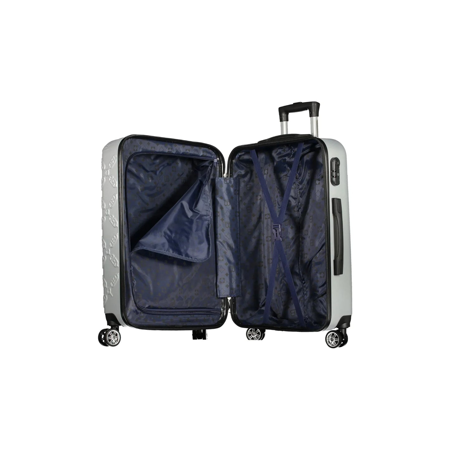 LAURA BIAGIOTTI Set 3 Trolley Grandi Donna Argento con Ruote e Lucchetto