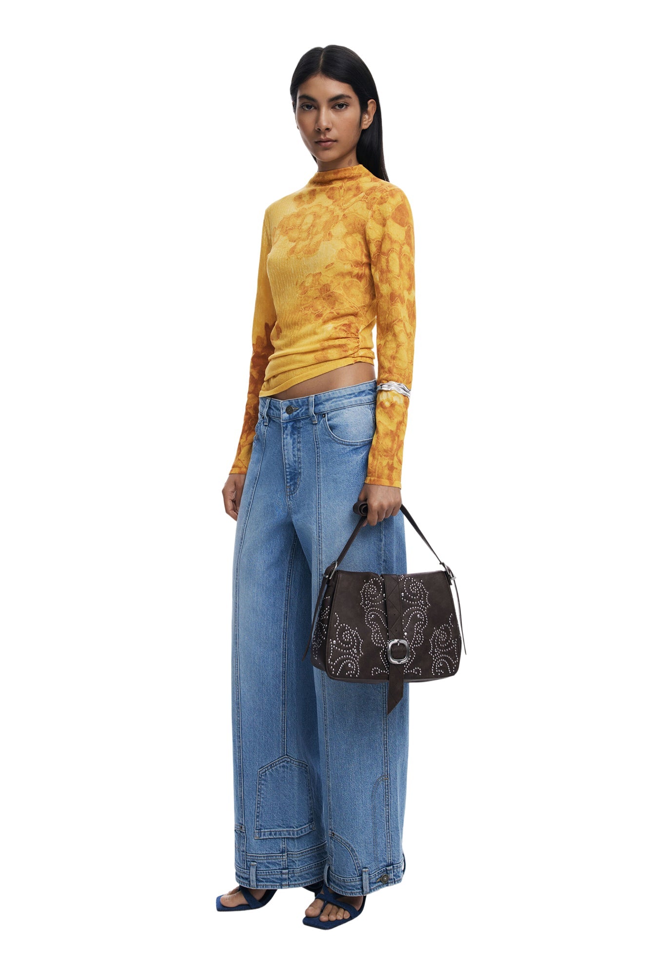 DESIGUAL Borsa Donna Marrone Poker Face Posadas con Borchie