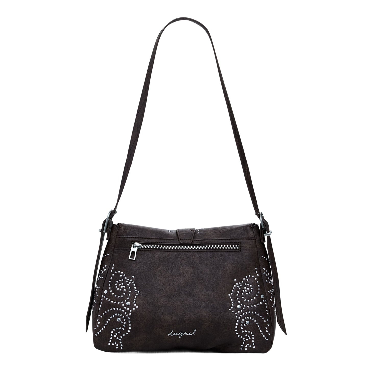 DESIGUAL Borsa Donna Marrone Poker Face Posadas con Borchie