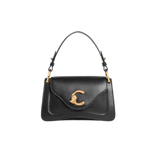 COCCINELLE Borsa Donna a Mano con Tracolla Nera, In Vera Pelle, C‑Me Calf Mini