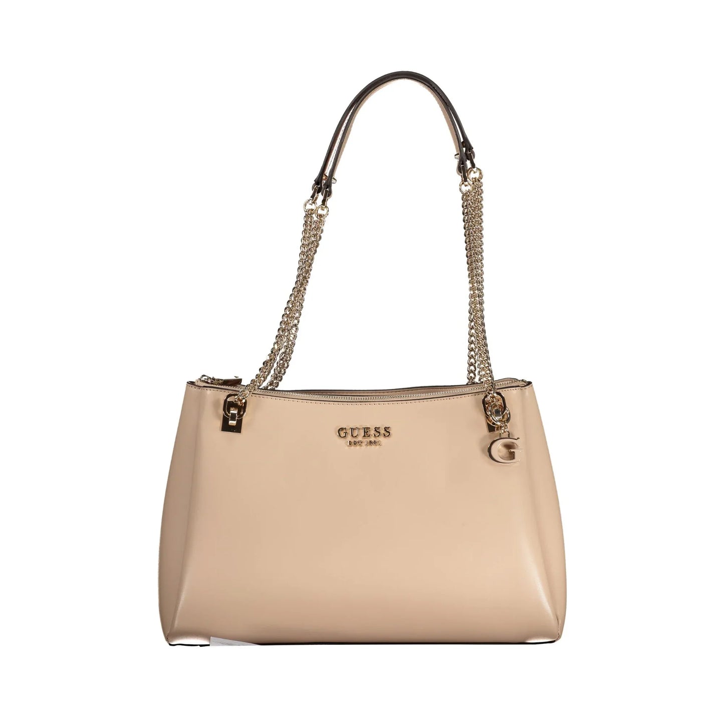 GUESS JEANS Borsa Donna Eliette Beige a Spalla con Catena e Zip
