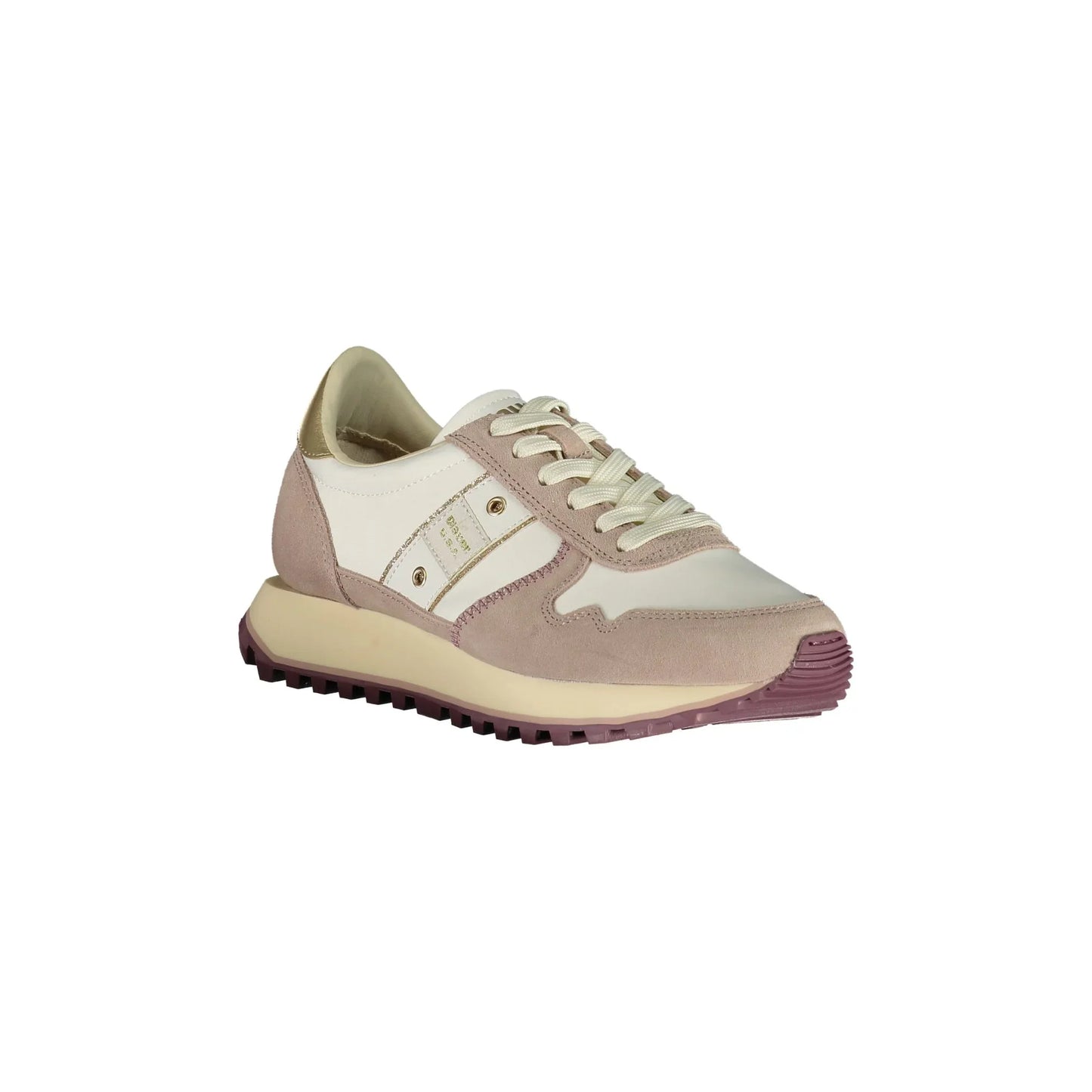 BLAUER Scarpe Sneakers Donna Bianche con Dettagli Viola e Oro