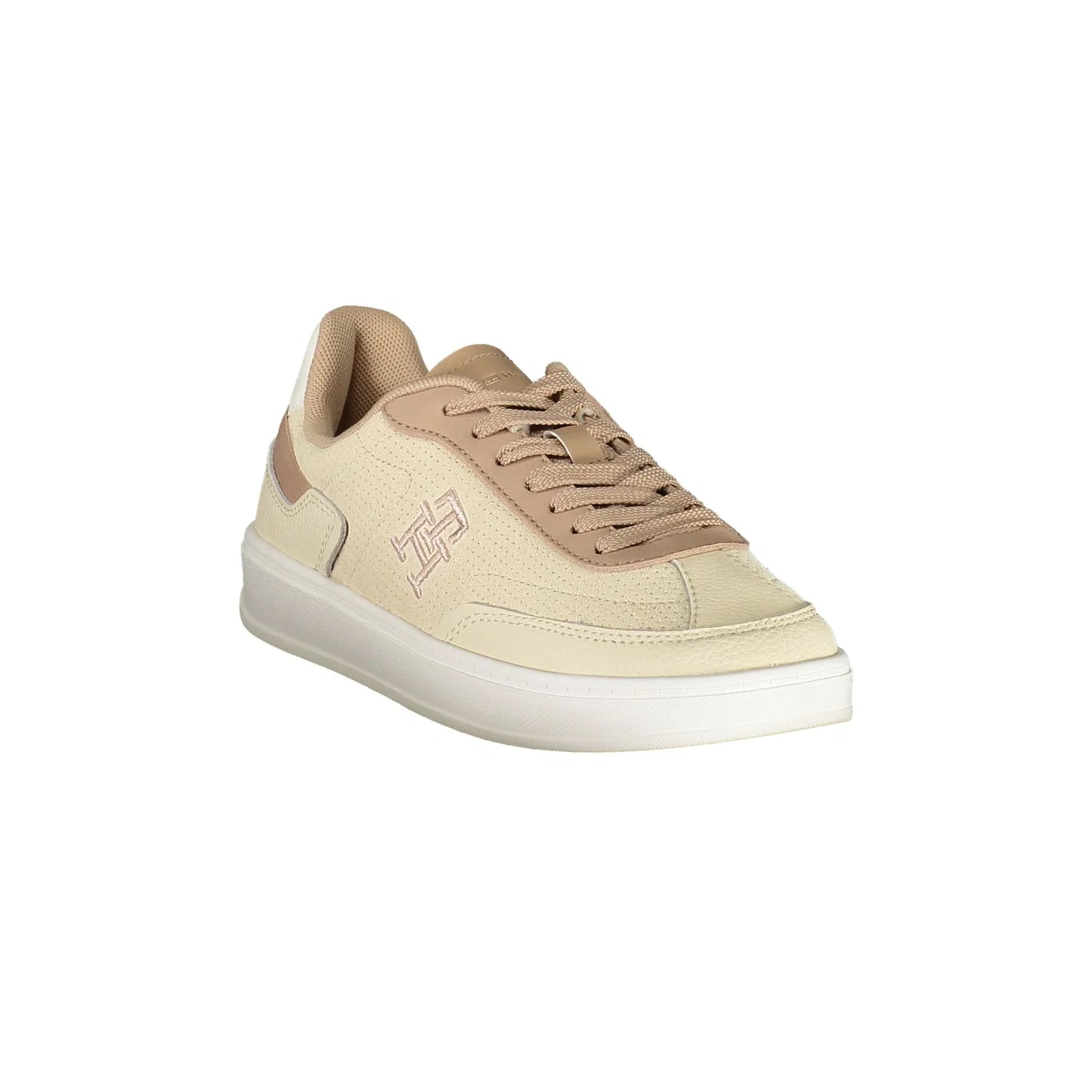 TOMMY HILFIGER Scarpe Sneakers Donna Beige con Ricamo e Plantare Removibile