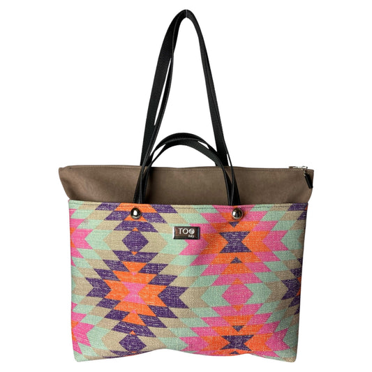 Shopper Geo & Taupe - Borsa donna a mano e spalla