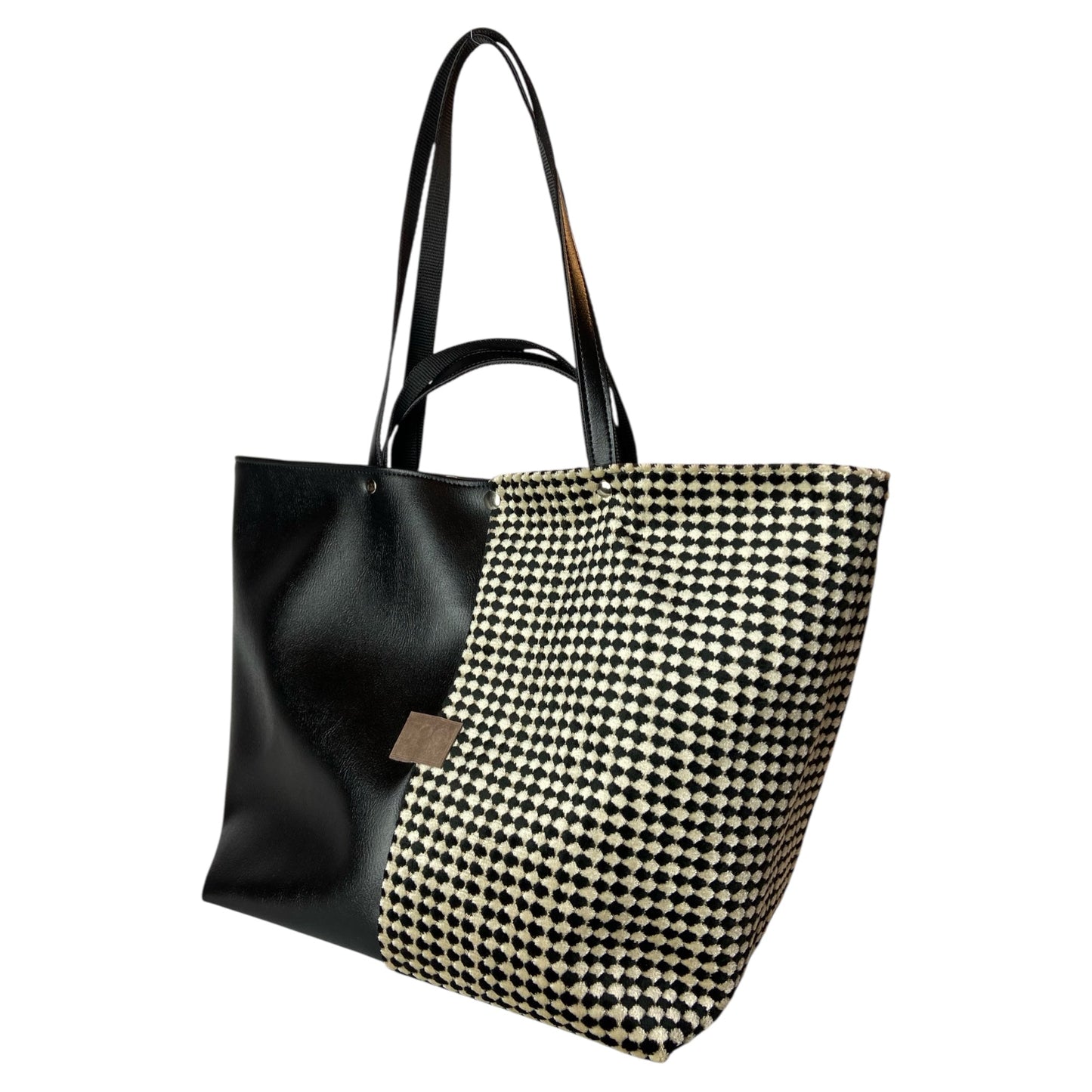 Tote Pied-de-Poule Black - Borsa donna a mano e a spalla