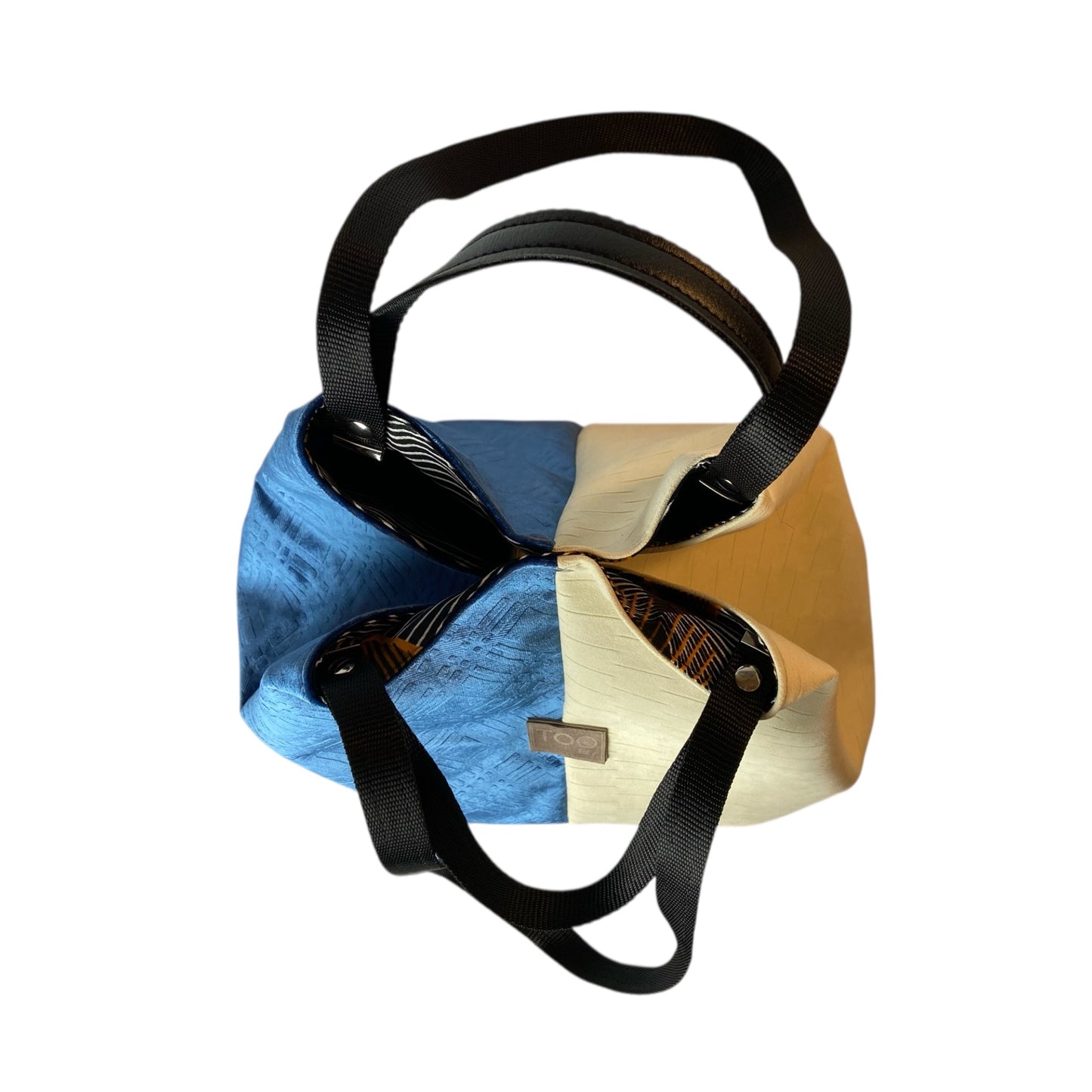 Tote Blue & Cream - Borsa donna a mano e a spalla