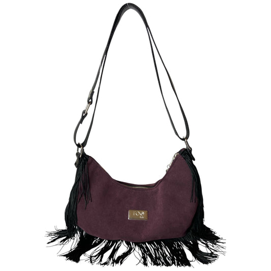 Vivienne Bordeaux Noir Frange - Borsa donna a spalla