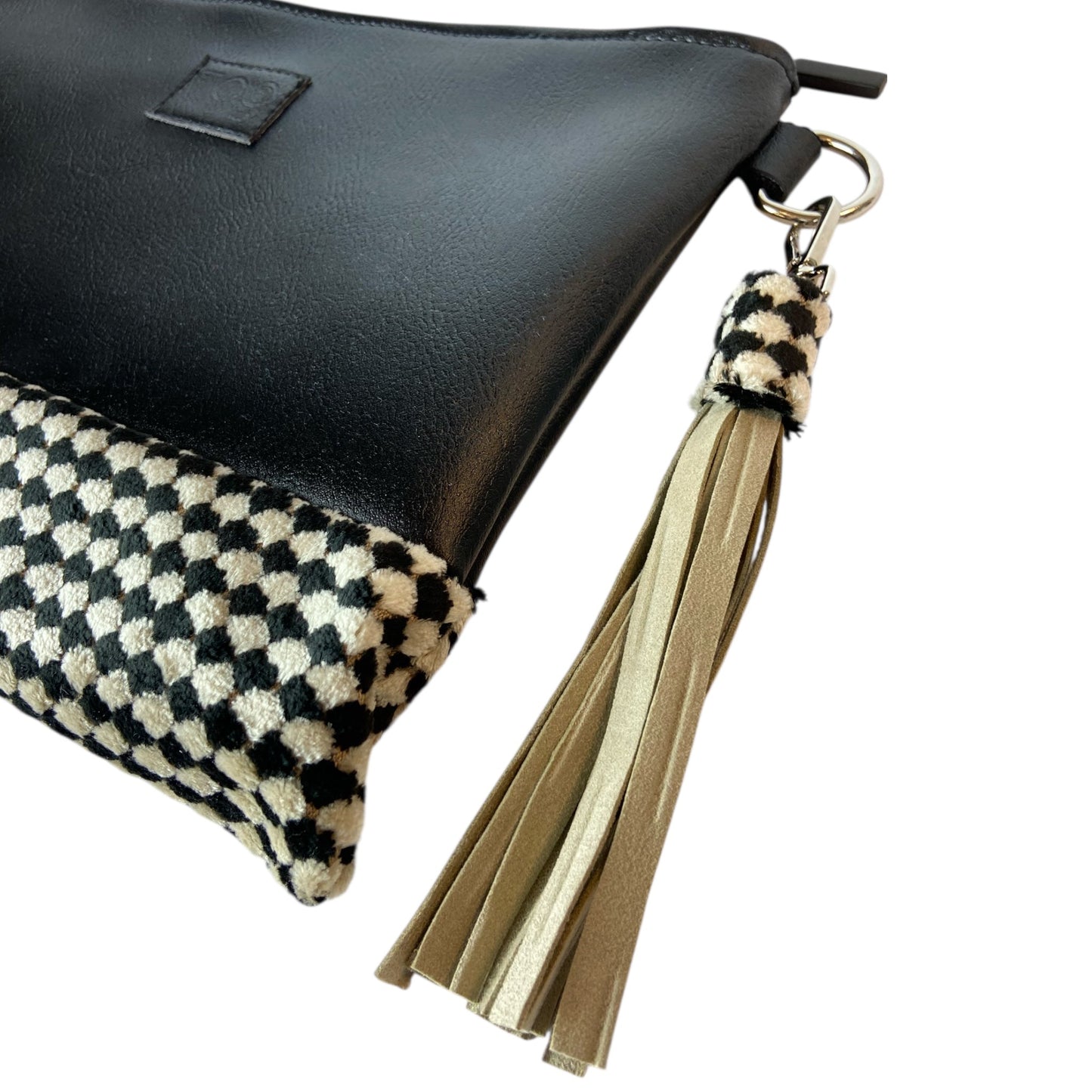 Tracollina Noir Pied de Poule  - Pochette donna a mano e tracolla