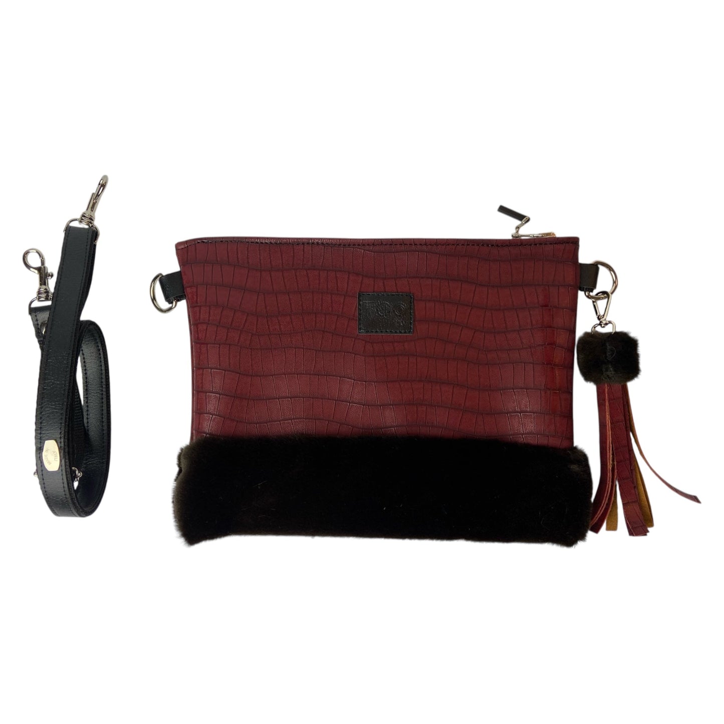Tracollina Bordeaux & Black  - Pochette donna a mano e tracolla