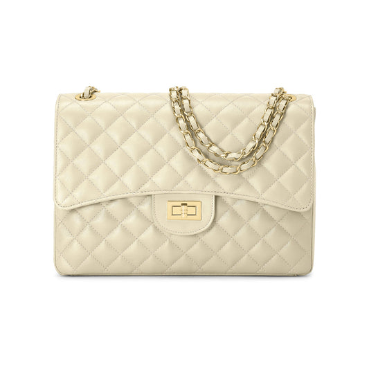 Borsa Donna a Spalla Beige, in Vera Pelle, Made In Italy, Vivienne